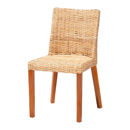 Bali & Pari Rowen Bohemian Light Honey Kubu Rattan and Mahogany Wood Dining Chair 245-13712-ZORO